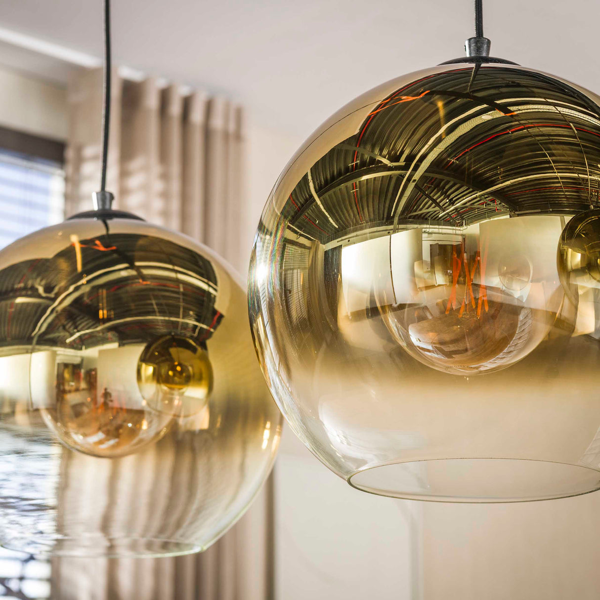 Hanglamp - Glazen hanglamp Juliette 3 - lichts goud glas - Dimehouse