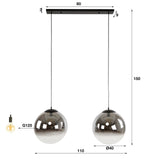 Hanging lamp Juliette 2-light smoking glass