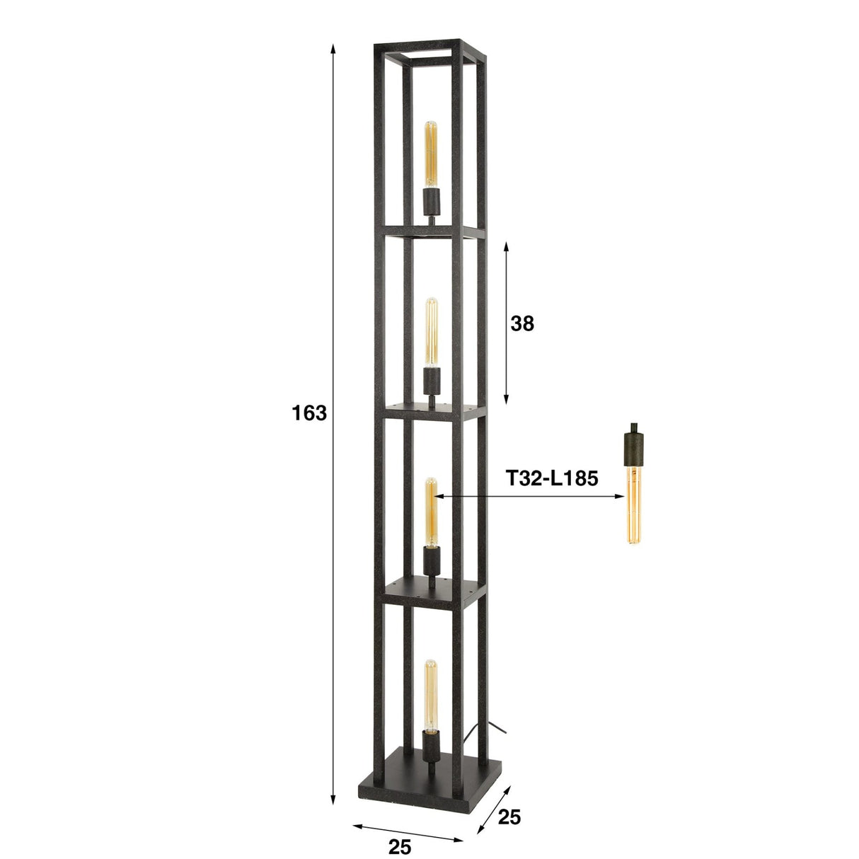 Industrial floor lamp Ardon 4-lights - Black metal 
