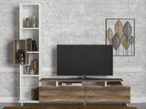 TV Meubels - TV Meubel Set Tulip Wit Walnoot Melamine 160x166,7x29,5 cm - Dimehouse