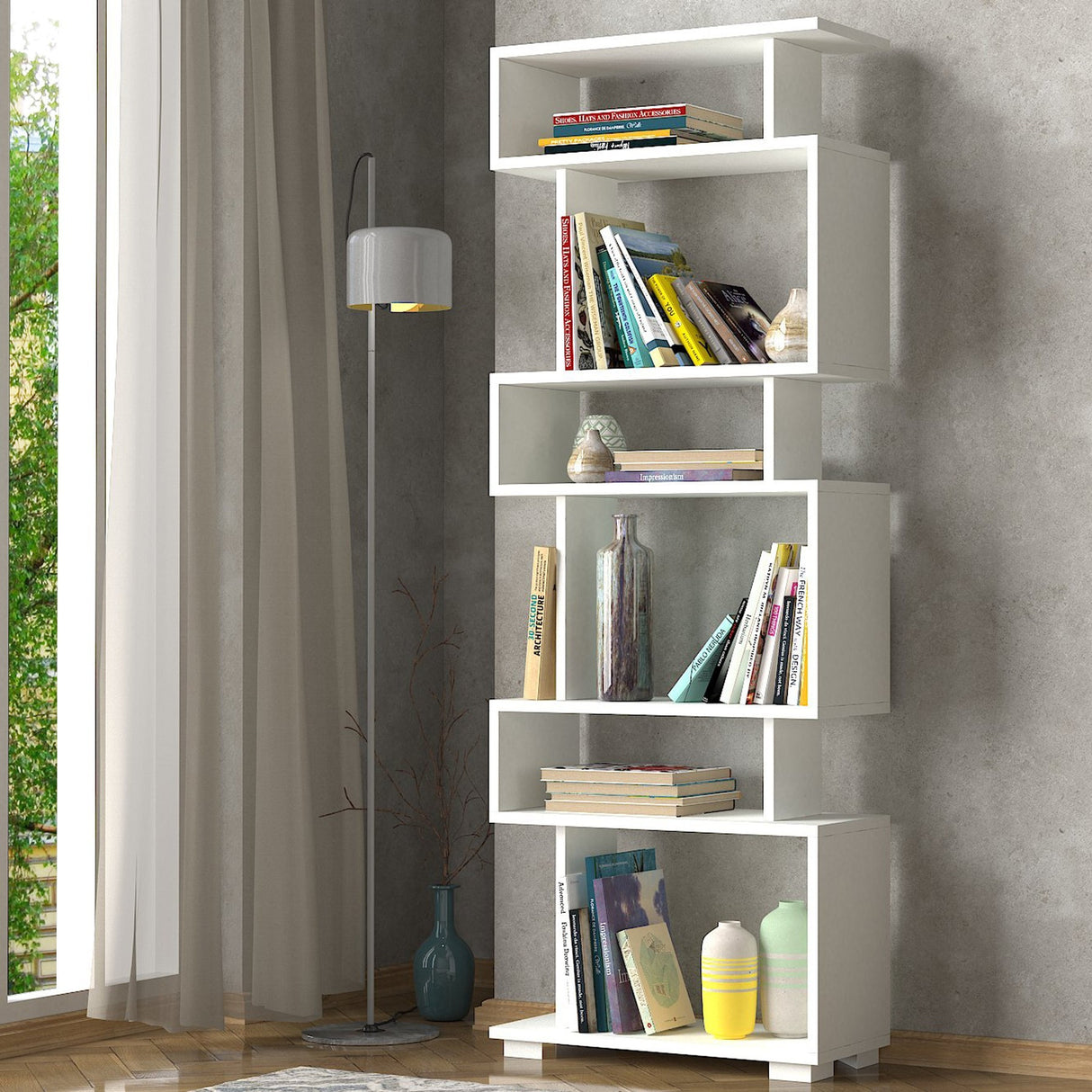 Bookcase block white melamine 60x165x19.5 cm