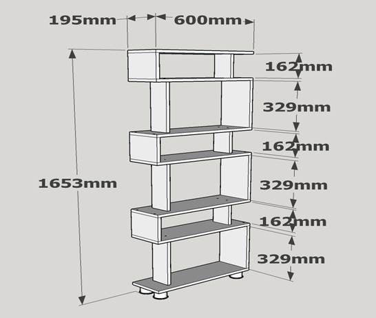 Bookcase block white melamine 60x165x19.5 cm