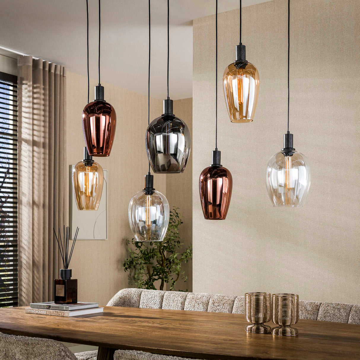 Hanglamp - Hanglamp 7 - lichts gekleurd glas Ayaz - Dimehouse