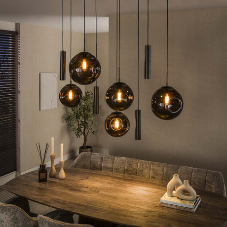 Stellar hanging lamp in sienna brown with 9 light points