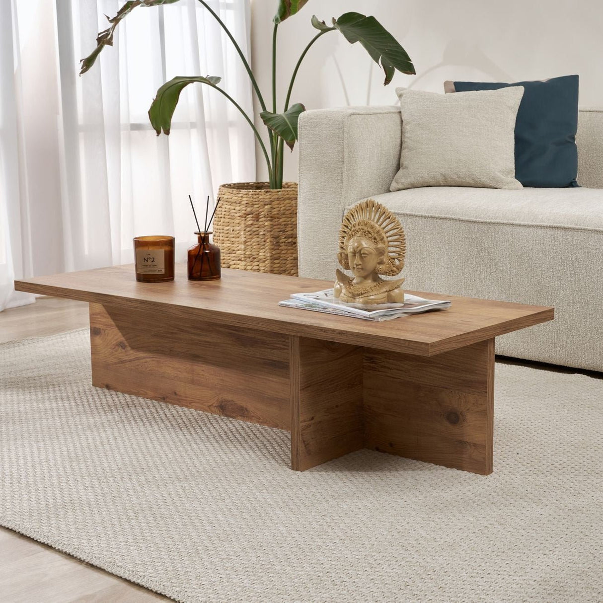 Rectangular coffee table Portland pine wood melamine 120x45x30 cm 