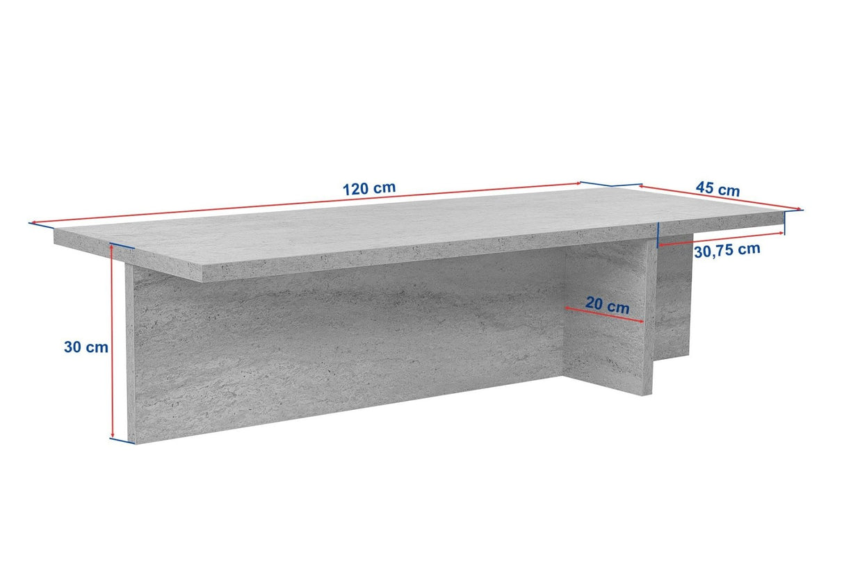 Rectangular coffee table Portland walnut melamine 120x45x30 cm 