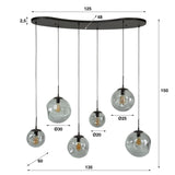 Industrial Hanging Lamp Nova Black 6-light Bar 135 cm 