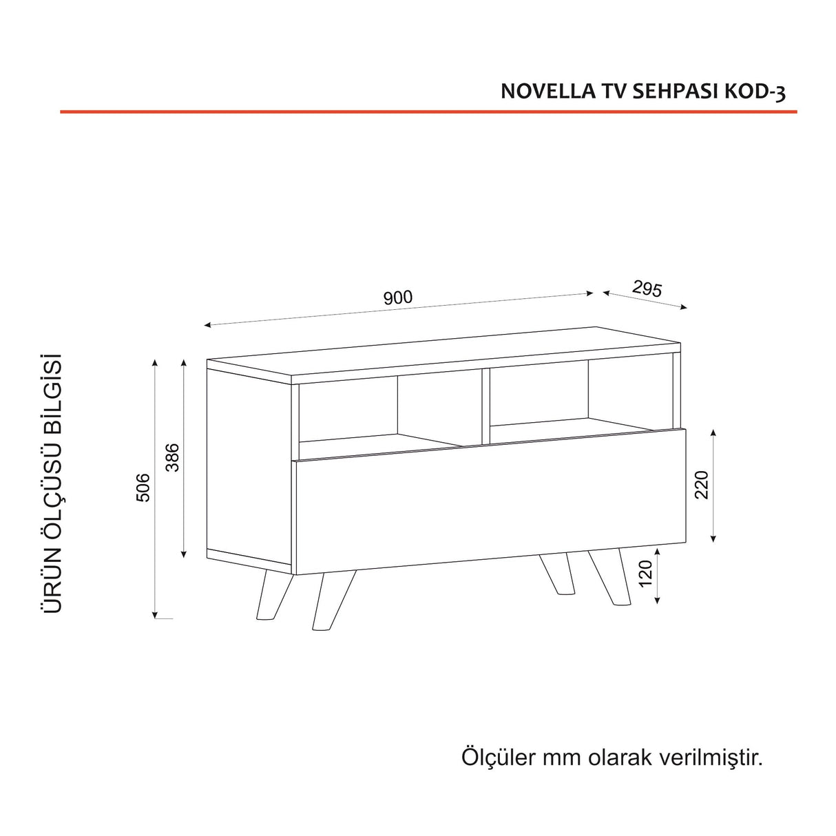 TV Meubel Novella Wit Walnoot Melamine 90x50,6x29,5 cm