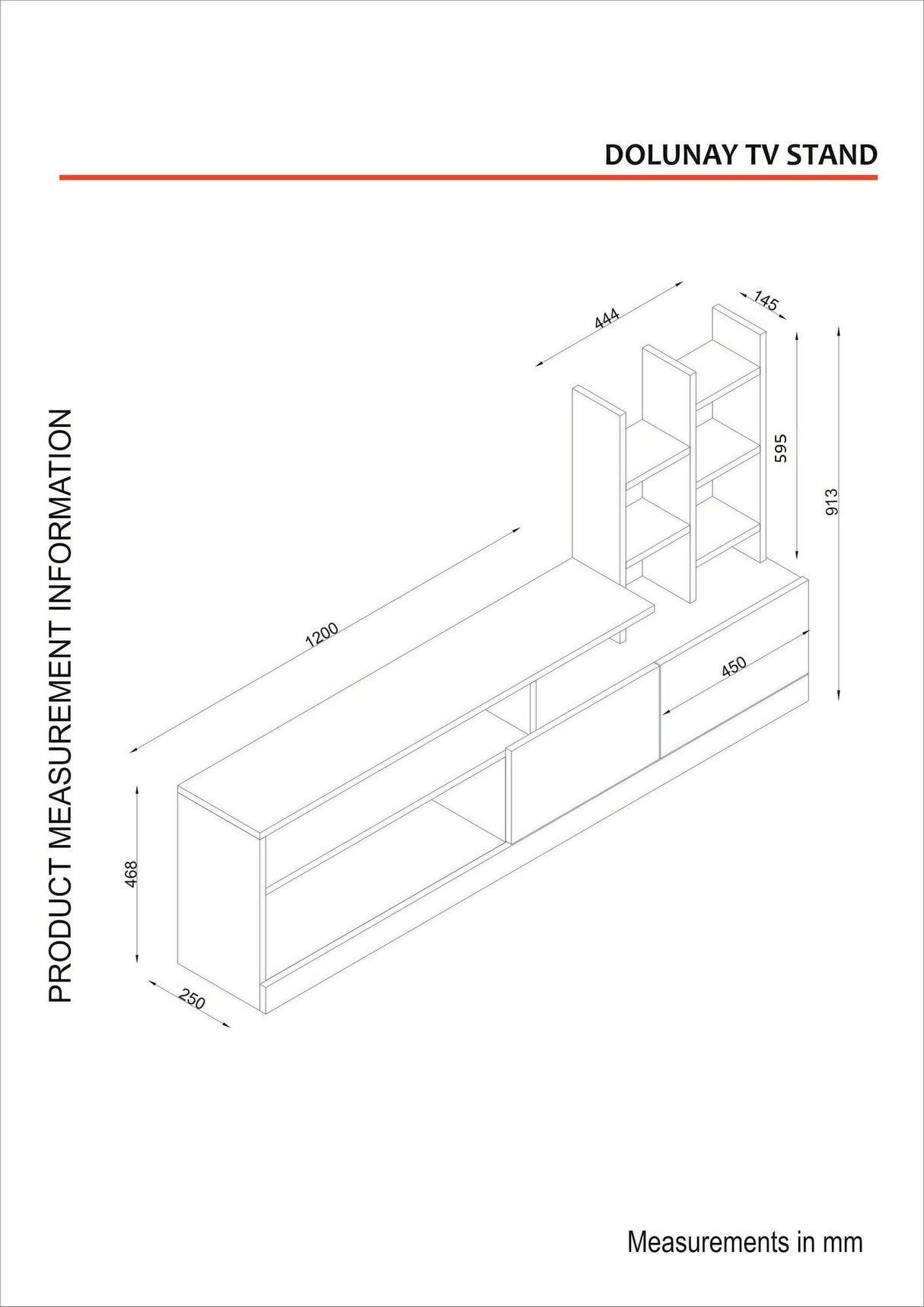 TV Meubel Set Dolunay Wit Melamine 164,4x91,3x25 cm