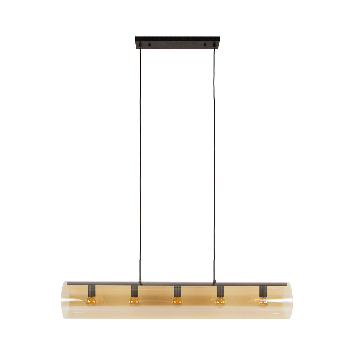 Hanging lamp CAI 5-Lights Amber Glass