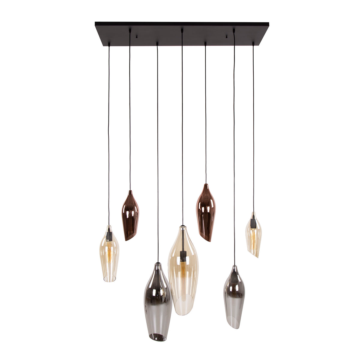 Hanglamp Coco 7-lichts gekleurd glas