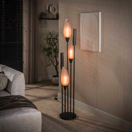 Floor lamp Cocoon 5-light brown frosted