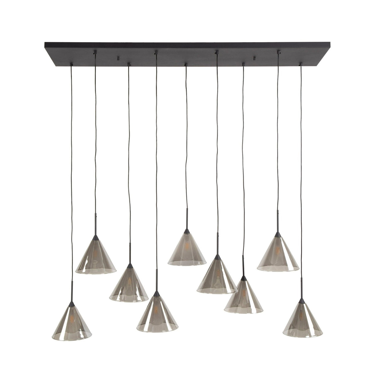 Pendant lamp Niaz 7-lights tapered shade smoke grey glass 