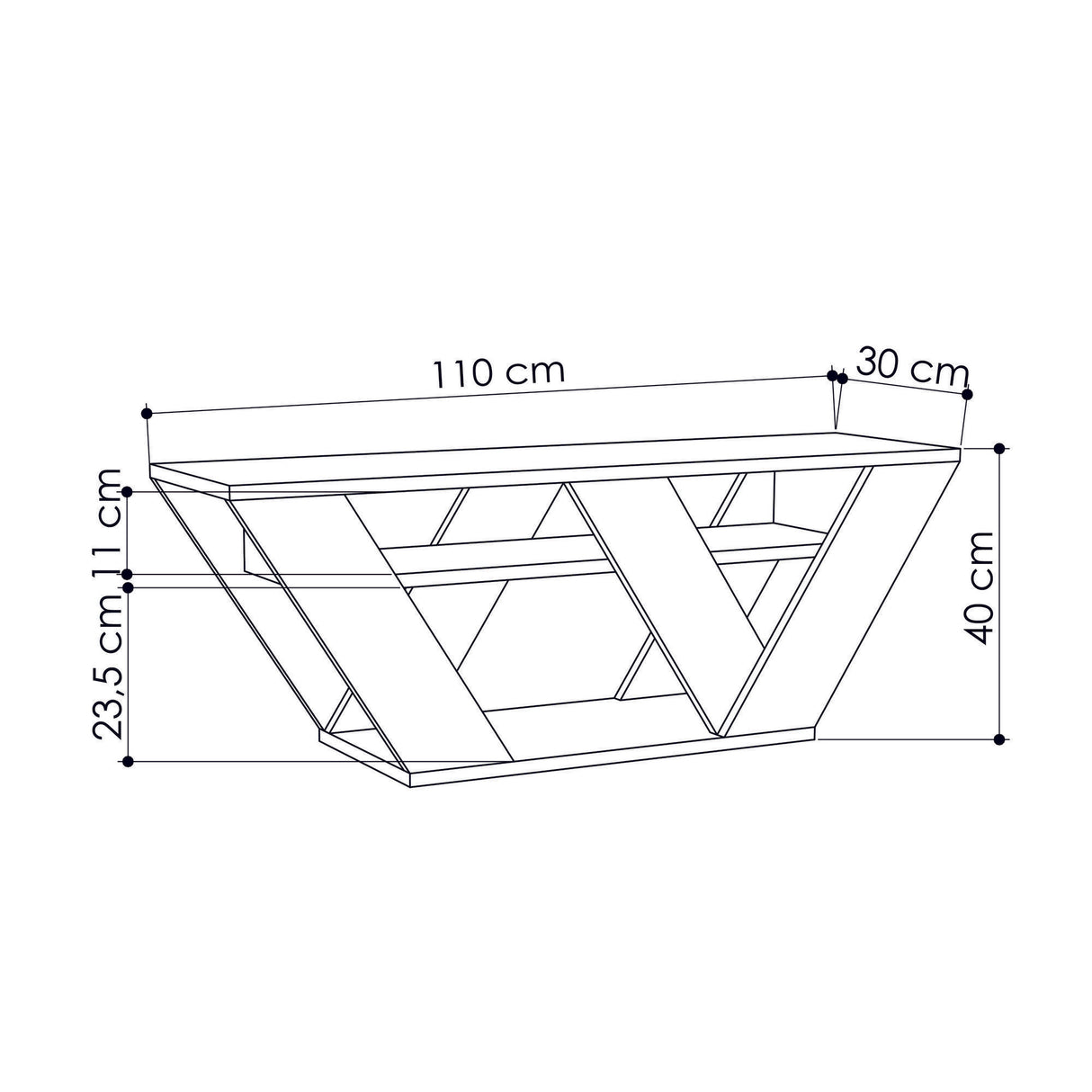 TV furniture pipralla anthracite melamine 110x40x30 cm