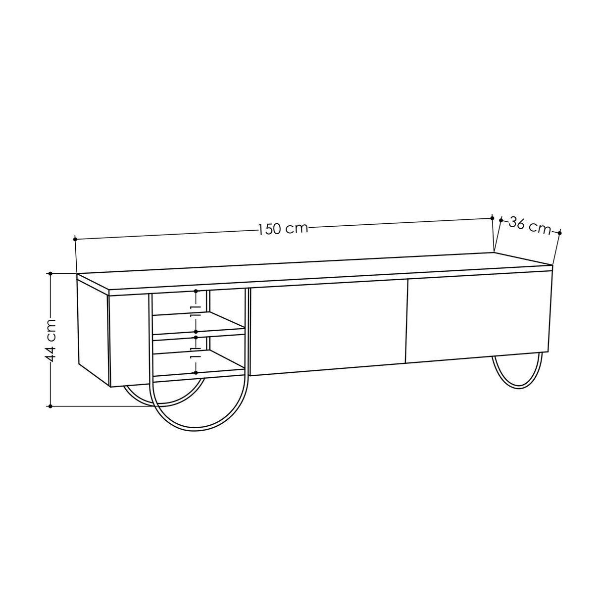 TV Meubel Norfolk Wit Melamine 150x44x36 cm