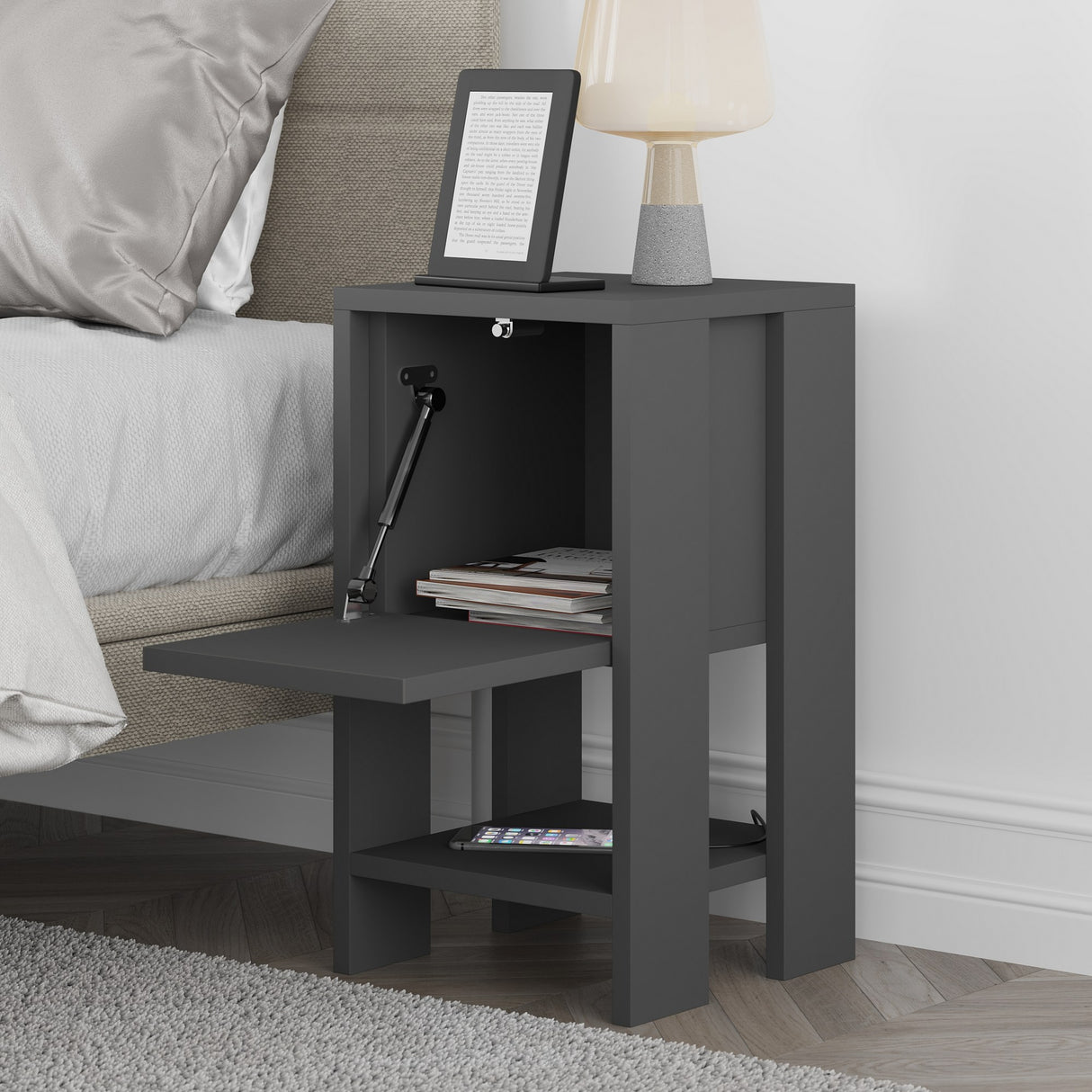 Bedside table EMA anthracite melamine 30x55x30 cm