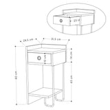 Nachtkastje Sirius Left Eik Melamine 32x61x30 cm