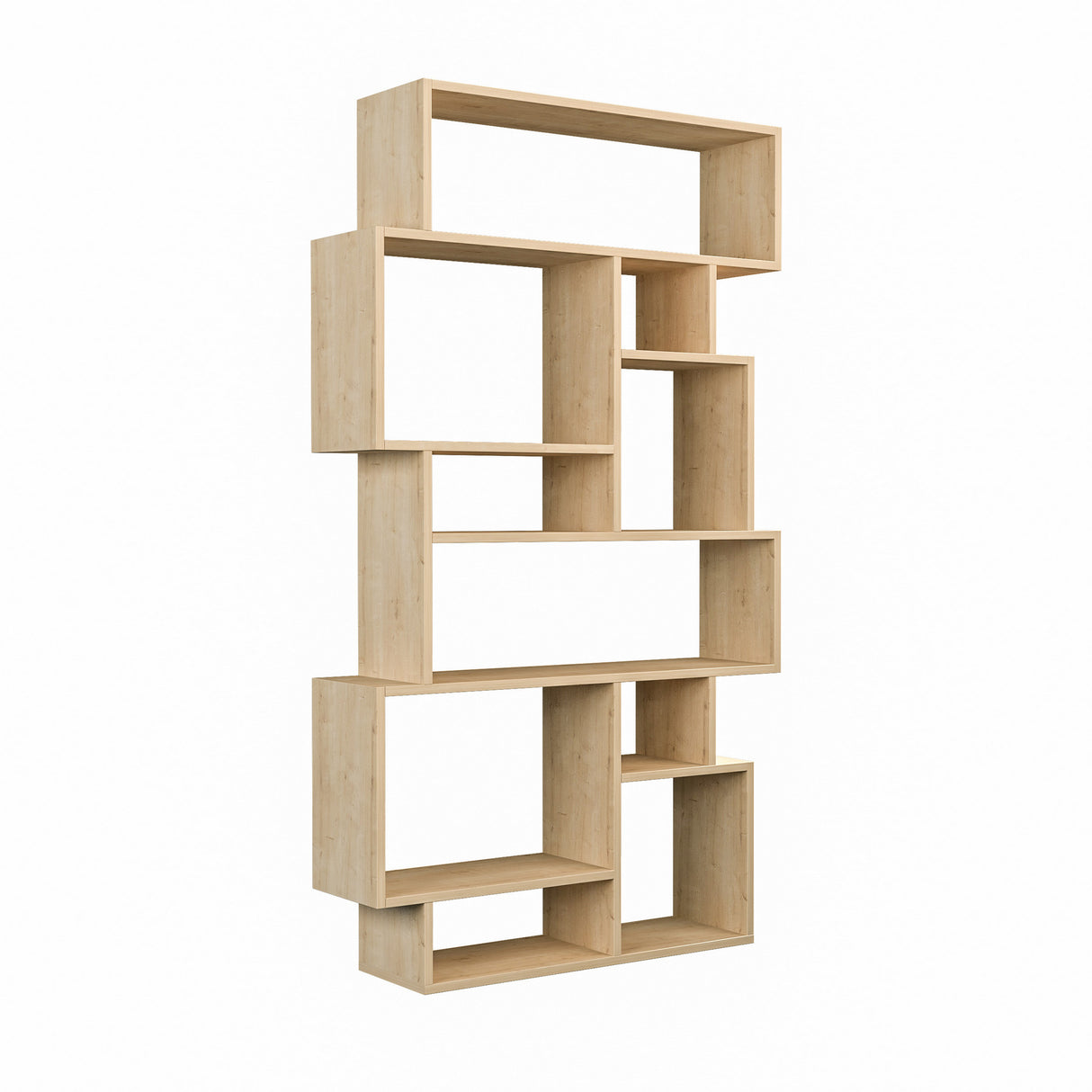 Asymmetric bookcase oak look melamine Karmato 96x168.5x25.5 cm