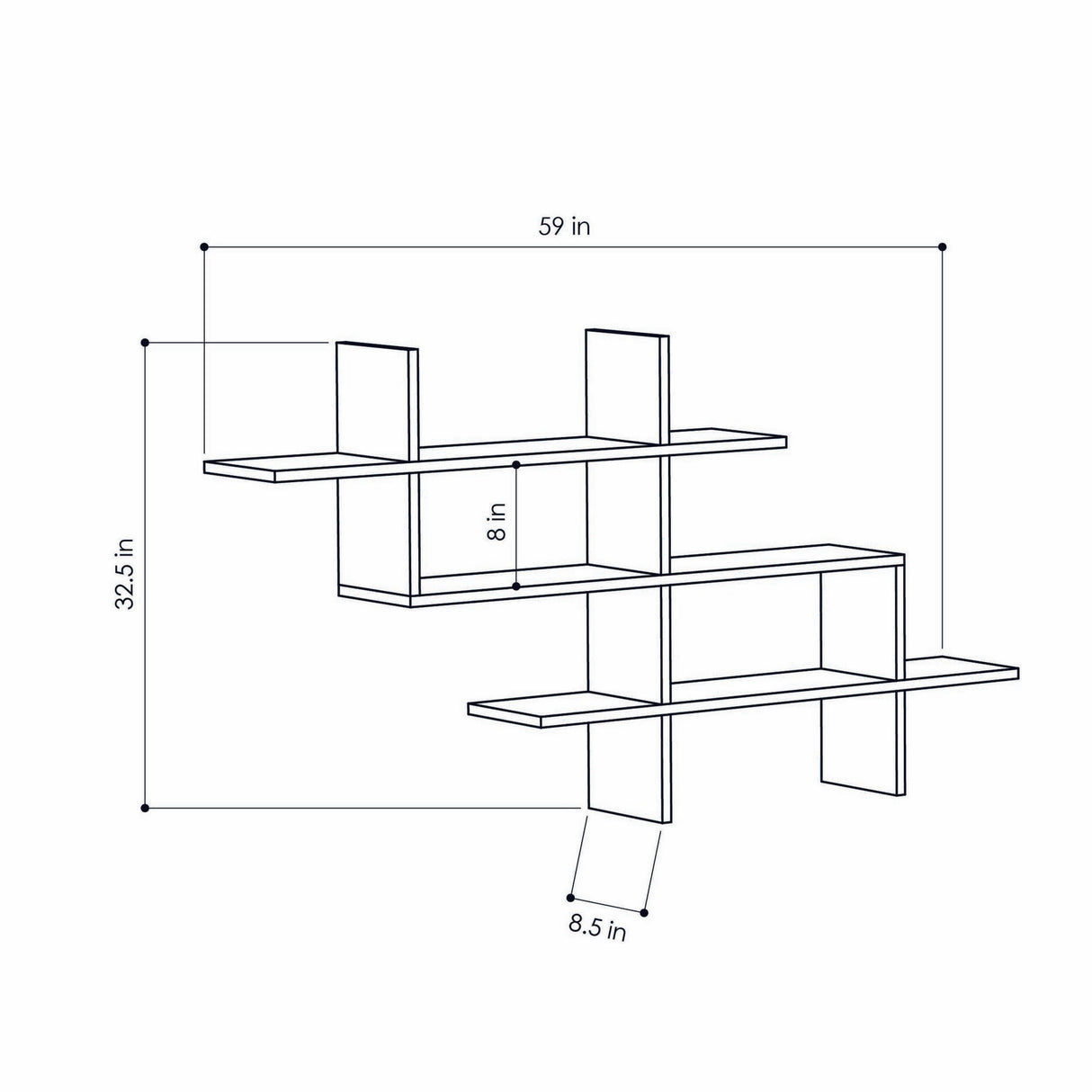 Boekenkast Halic Eik Melamine 150x82x22 cm