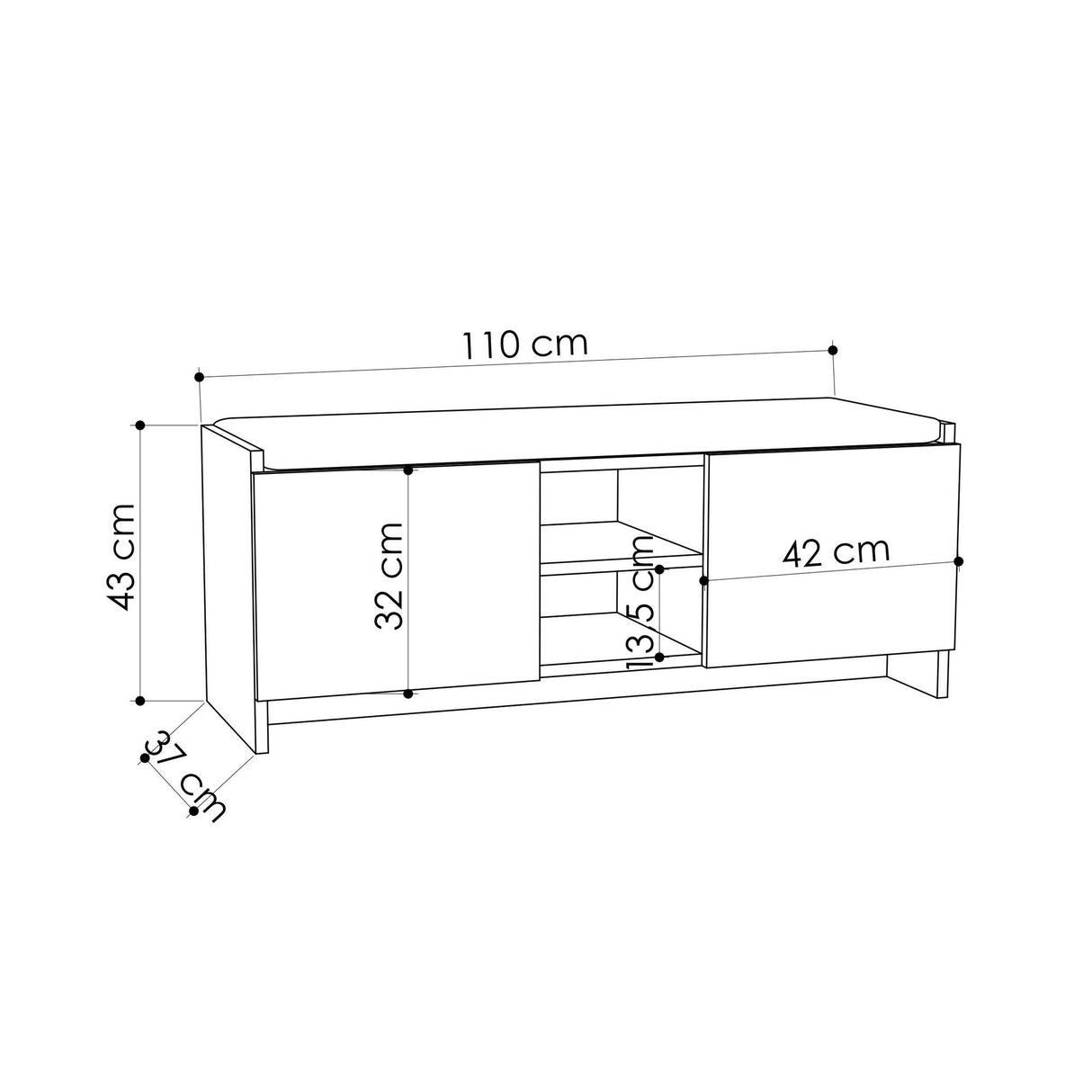 Schoenenkast Zulla Naturel Melamine 110x43x37 cm