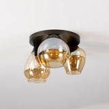 Modern ceiling lamp 3-light Felien amber-colored glass