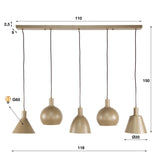 Pendant lamp Nova 5-lights - Beige - 120 cm 
