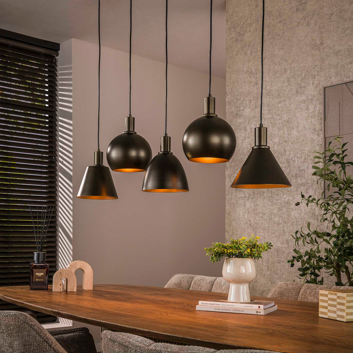 Pendant lamp Sienna 5-lights Industrial - Brown 120 cm 