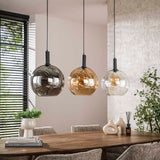 Pendant lamp Nero Trio 3-light Black Metal 115 cm 