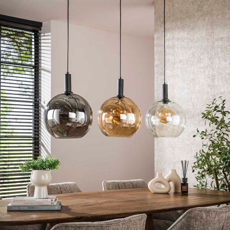 Pendant lamp Nero Trio 3-light Black Metal 115 cm 