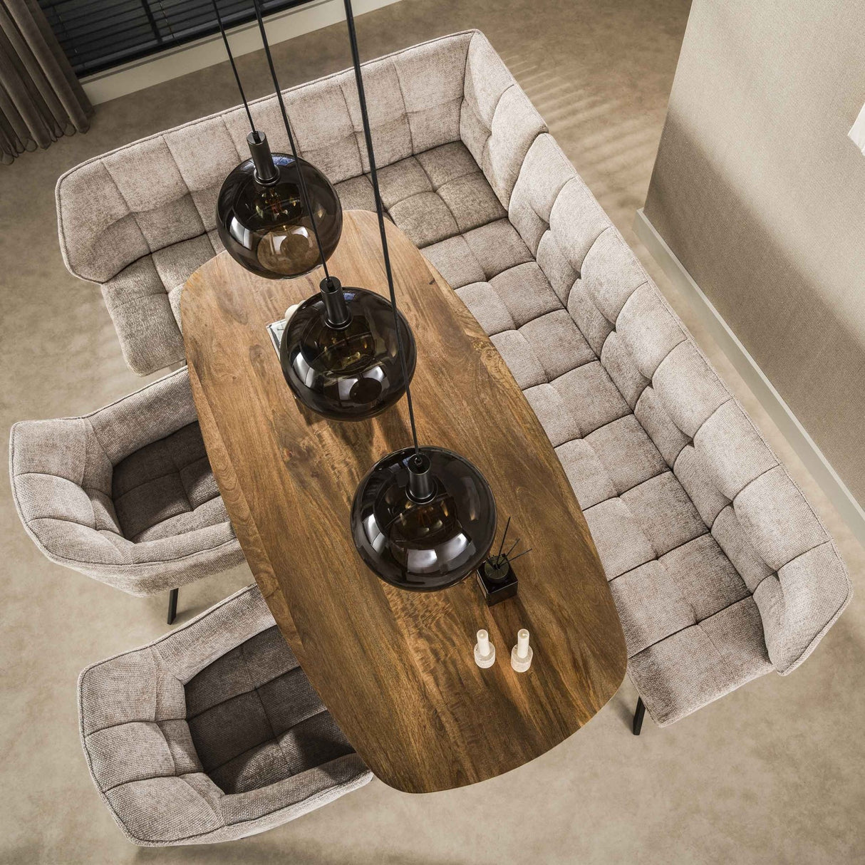 Pendant lamp Nero Trio 3-light Black Metal 115 cm 