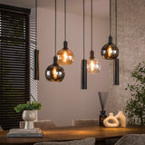 Pendant lamp Orion 7-lights – Black Metal – 110 cm 