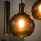 Hanglampen - Hanglamp 7 - lichts bruin frosted glas brons metaal Valeo 110 cm - Dimehouse