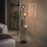 Floor lamp 5-light stepped colored glass black metal Valeo