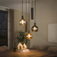 Hanging lamps - Hanging lamp 5 - light stepped colored glass black metal Valeo - Dimehouse