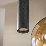 Hanging lamp 5-light stepped colored glass black metal Valeo