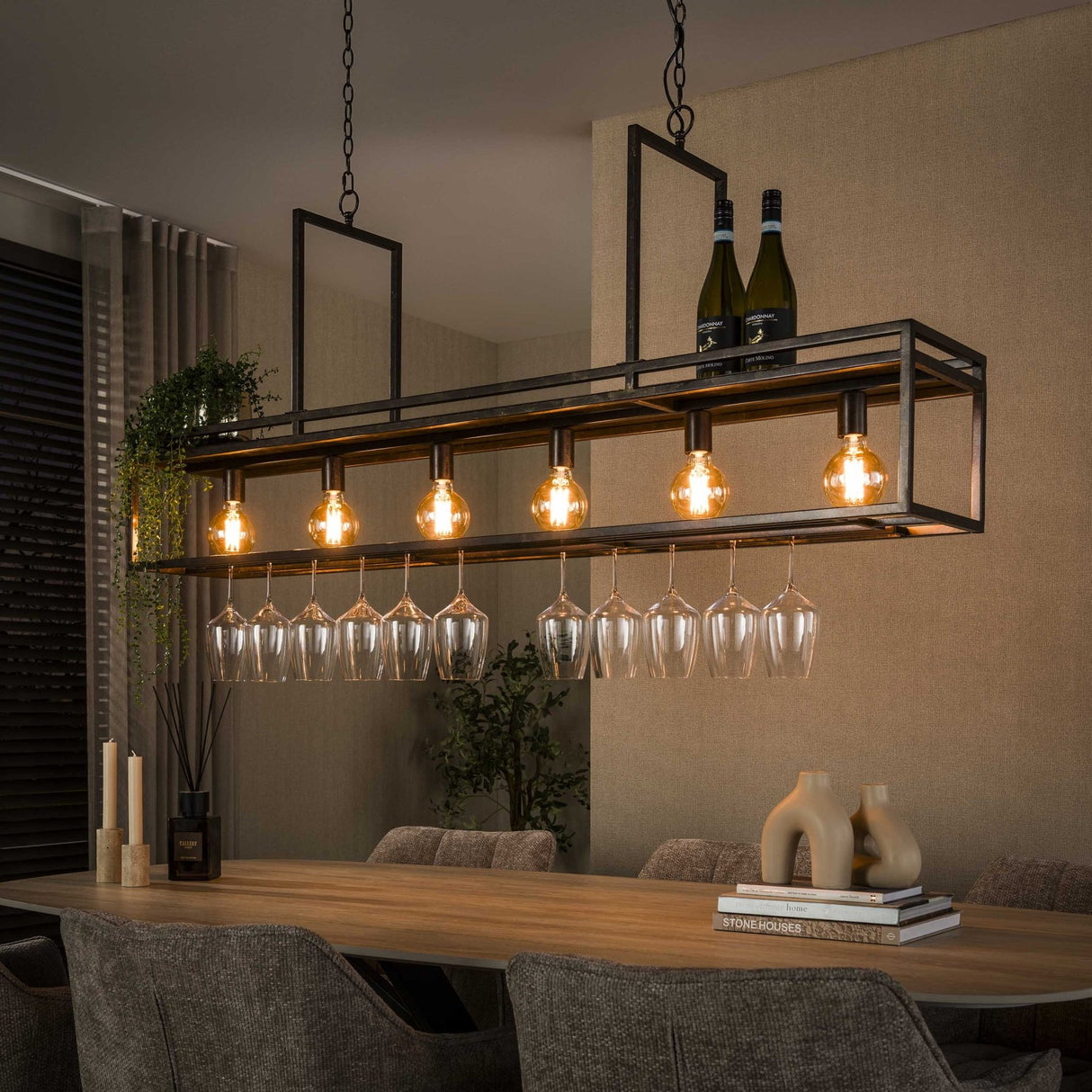 Hanging lamp Eloisa 6-light metal black