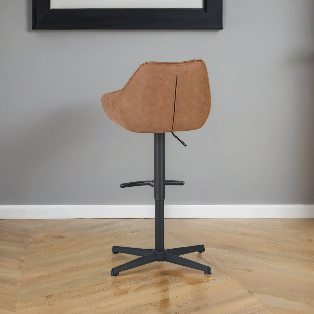 Venom bar stool Anthracite - Industrial rotating bar chair with armrest - Eco -Leer