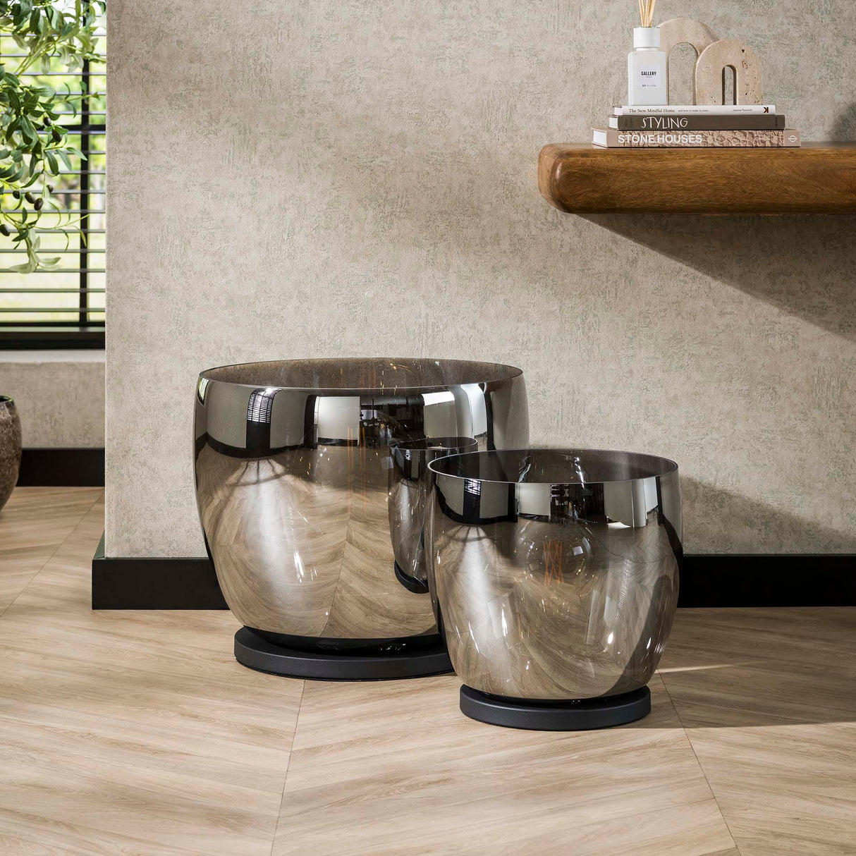 Floor lamp Dain UP XL Chrome-colored glass 