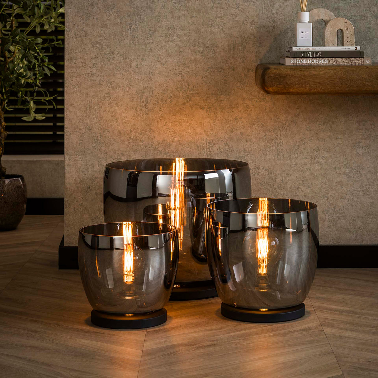 Floor lamp Dain UP XXL Chrome-colored glass 