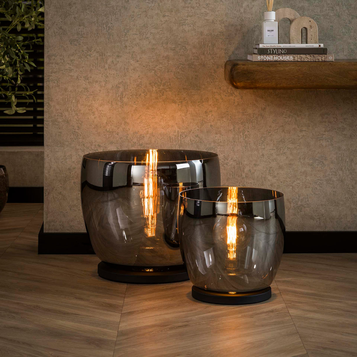 Floor lamp Dain UP XXL Chrome-colored glass 