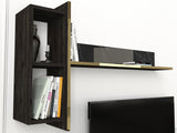 TV Meubels - TV Meubel Set Veyron Zwart Goud Melamine 180x45x32,3 cm - Dimehouse