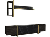 TV Meubels - TV Meubel Set Veyron Zwart Goud Melamine 180x45x32,3 cm - Dimehouse