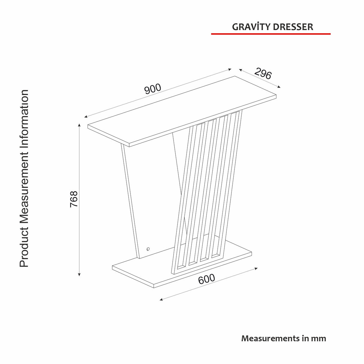 Kaptafel Grauity Zwart Goud Melamine 90x76,8x29,6 cm