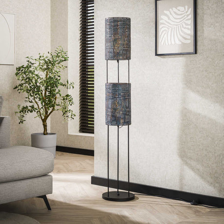 Armoor Industrial Floor Lamp 2-Light Black Brown