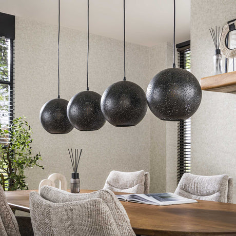 Hanging lamp Zeno 4-lights Ø25 Metal Black