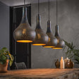 Hanging lamp Aya 4 Black-Brown DH Interior Brown LxWxH 123x45x28 Black brown Ambient photo diagonal front view