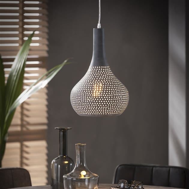 Hanglamp Aya 1 Grey DH Interior Grijs LxBxH 46x28x27 Grijs Sfeerfoto schuin vooraanzicht