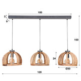 Hanglamp Madri DH Interior Mango LxBxH 102x38x35 Mangohout Witfoto maatindicatie