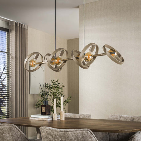 Hanging lamp 6-light beige metal round Otan