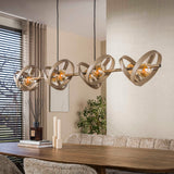 Hanging lamp 8-light beige metal round Otan